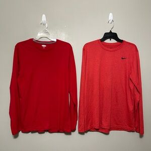 Nike Old Navy Shirt Lot L Red Long Sleeve Tee Casual Pullover Tops Winter Spring